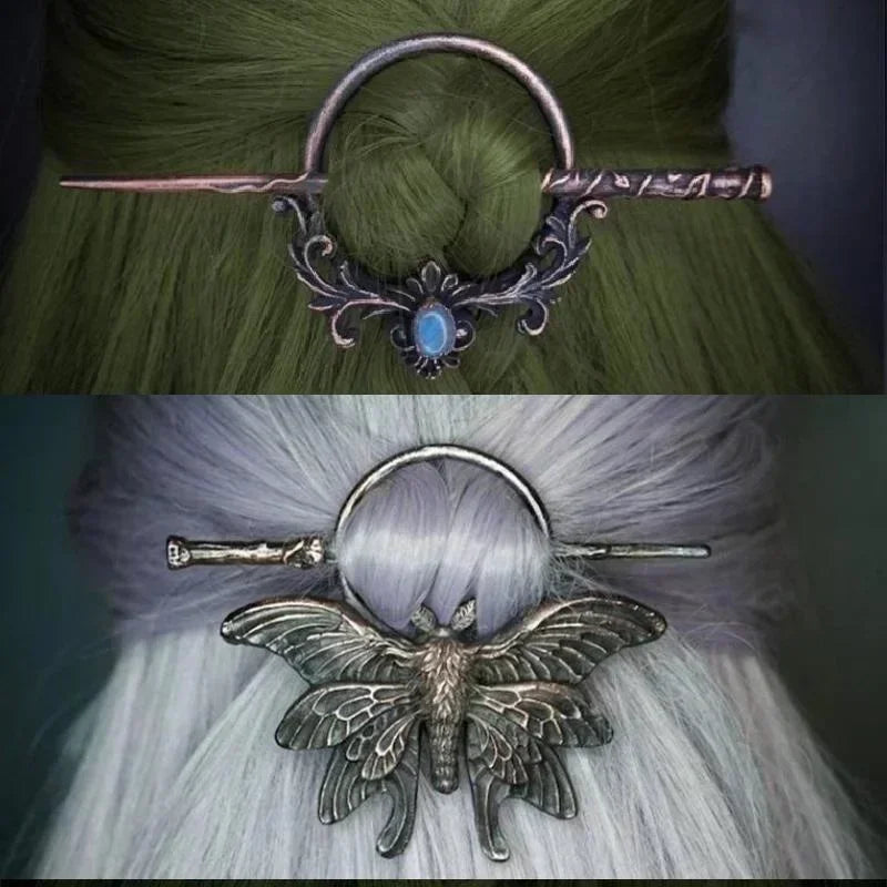 Palillos de Metal Vintage Estilo Nórdico, Accesorios para el Cabello Gótico Punk, Palillos para el Cabello para Niñas y Mujeres
