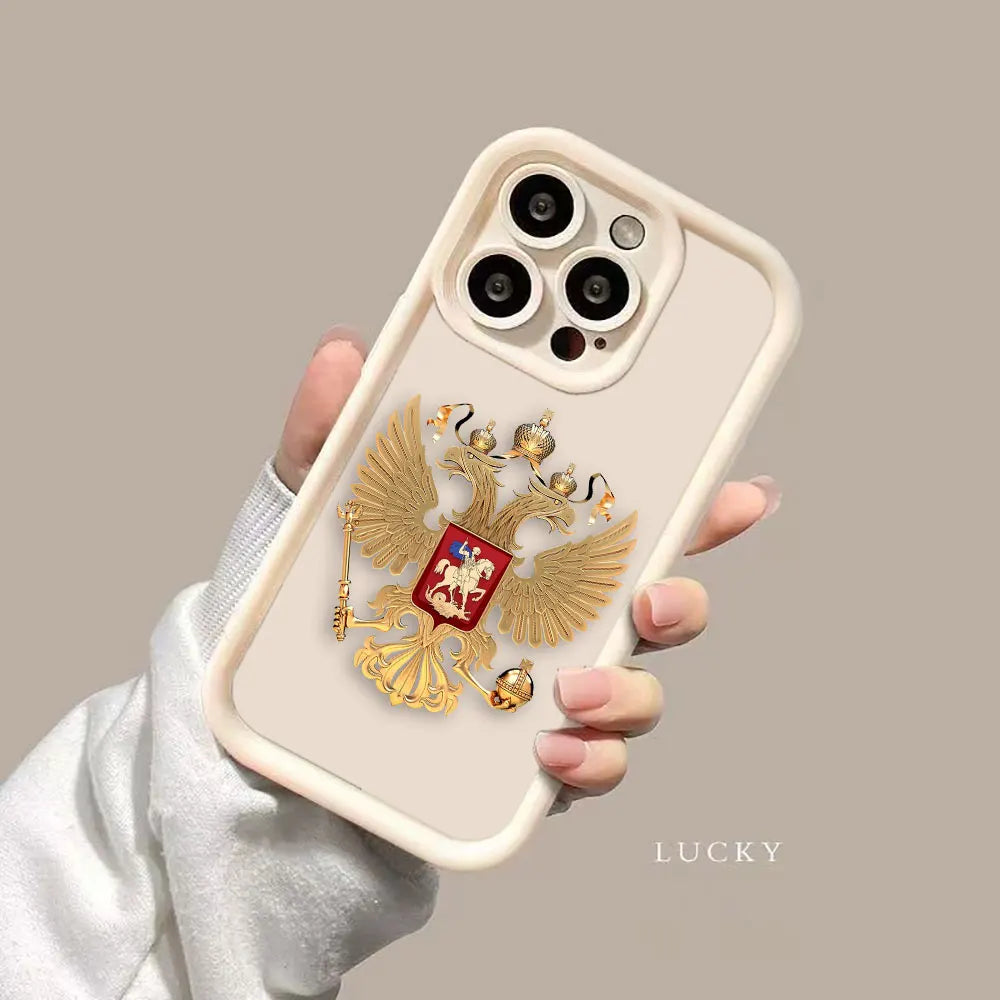 Funda de teléfono con emblema de banderas rusas para iPhone 15 14 13 12 11 Pro XS Max X XR SE 7 8 6 6S Plus Funda de silicona suave Funda Coque