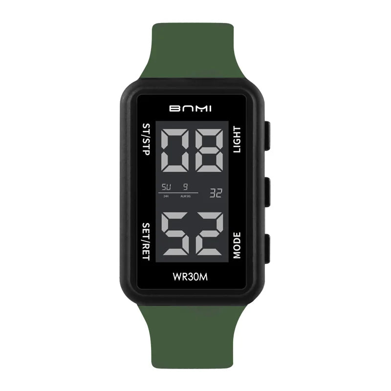 2025 Reloj electrónico deportivo rectangular para hombre, resistente al agua, alarma de luz nocturna, reloj Digital ligero y portátil para hombre