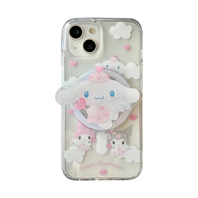 Sanrio Hello Kitty Melody Kuromi soporte magnético Magsafe funda de teléfono con carga inalámbrica para iPhone 16 15 14 13 12 11 Pro Max