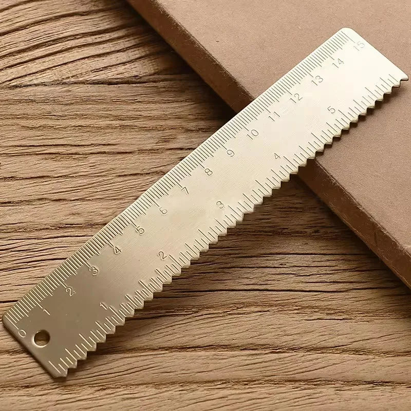 Reglas rectas de latón Retro, regla triangular de Metal de centímetros y pulgadas, transportador, herramienta de medición de papelería, suministros escolares y de oficina