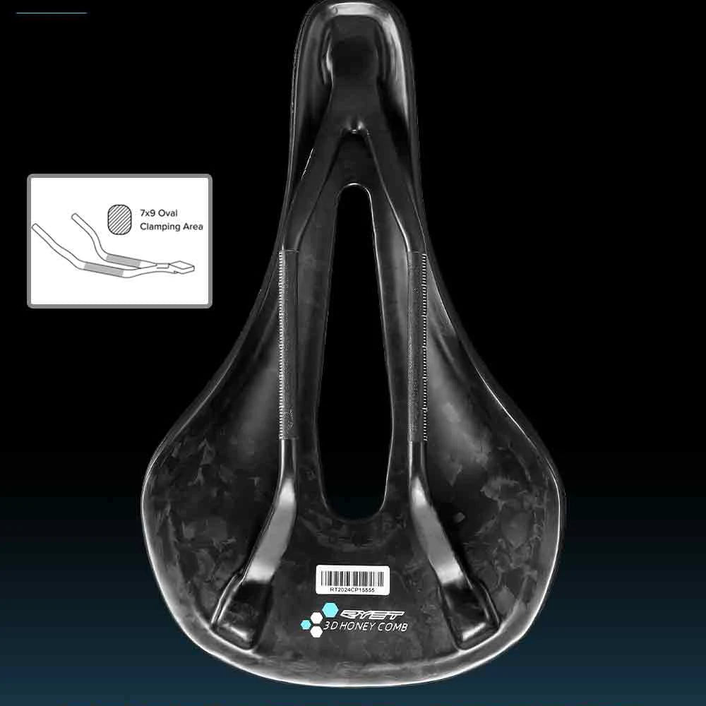 RYET-sillín de carbono para bicicleta con estampado 3D, 140mm, 142mm, superligero, para carreras de montaña, EVA, cojín para asiento de bicicleta, pieza de asiento para ciclismo