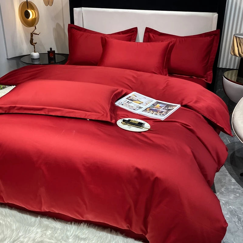 Juego de cama de lujo 100% algodón egipcio funda nórdica funda de almohada Ru Europa doble tamaño Queen King ropa de cama juegos de sábanas suaves