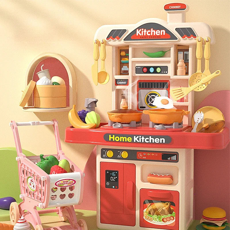 Juguete de Cocina de Simulación para Niños, Mesa de Cocina con Sonido, Utensilios de Cocina para Niñas, Juego de Juguetes Educativos para Cocinar