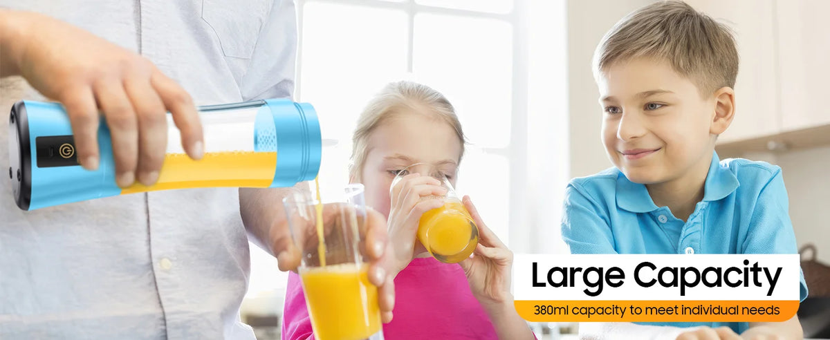 Licuadora de Jugos Doméstica de 380ml, Mini Licuadora Eléctrica Recargable por USB, Mezcladora de Batidos, Licuadora Portátil para Picnic al Aire Libre