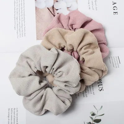 Cordón Scrunchie Otoño Invierno pana tela sólida Scrunchies conjunto bandas elásticas para el cabello moda Cola de Caballo lazo para el cabello cuerda sombreros 3PK