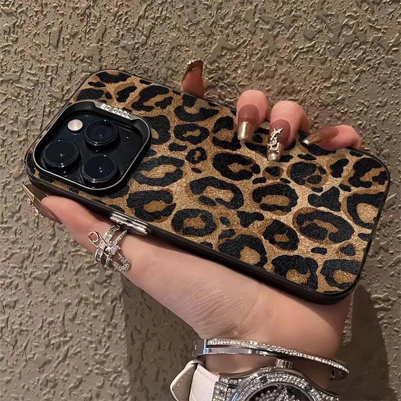 Funda de teléfono con estampado de leopardo para iPhone 16, 13, 15, 14, 11, 12, 17 Pro Max, 16 Pro Max, armadura de parachoques a prueba de golpes, IMD, Funda Coque