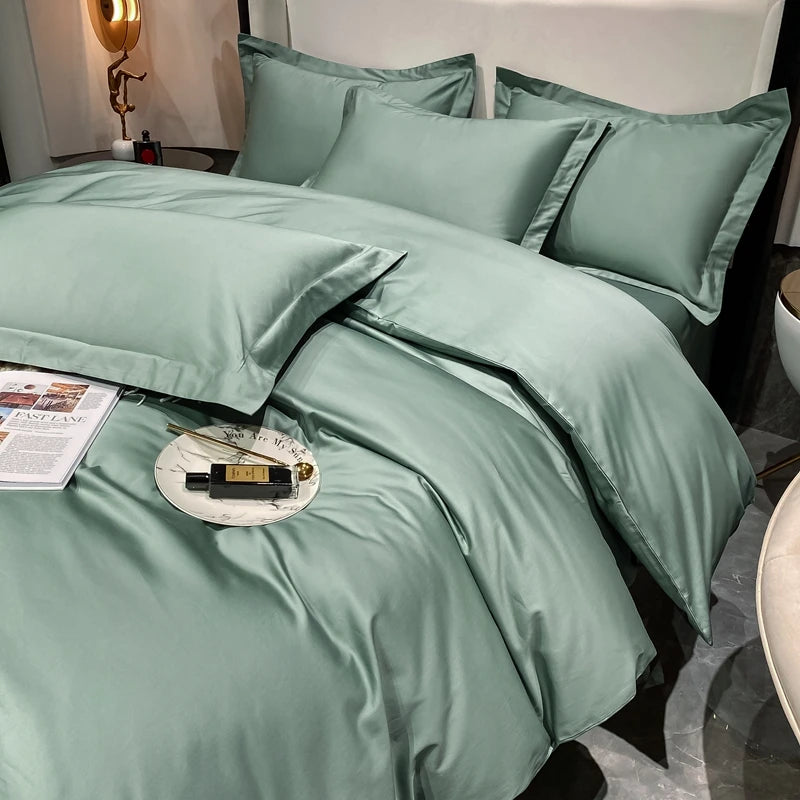 Juego de cama de lujo 100% algodón egipcio funda nórdica funda de almohada Ru Europa doble tamaño Queen King ropa de cama juegos de sábanas suaves
