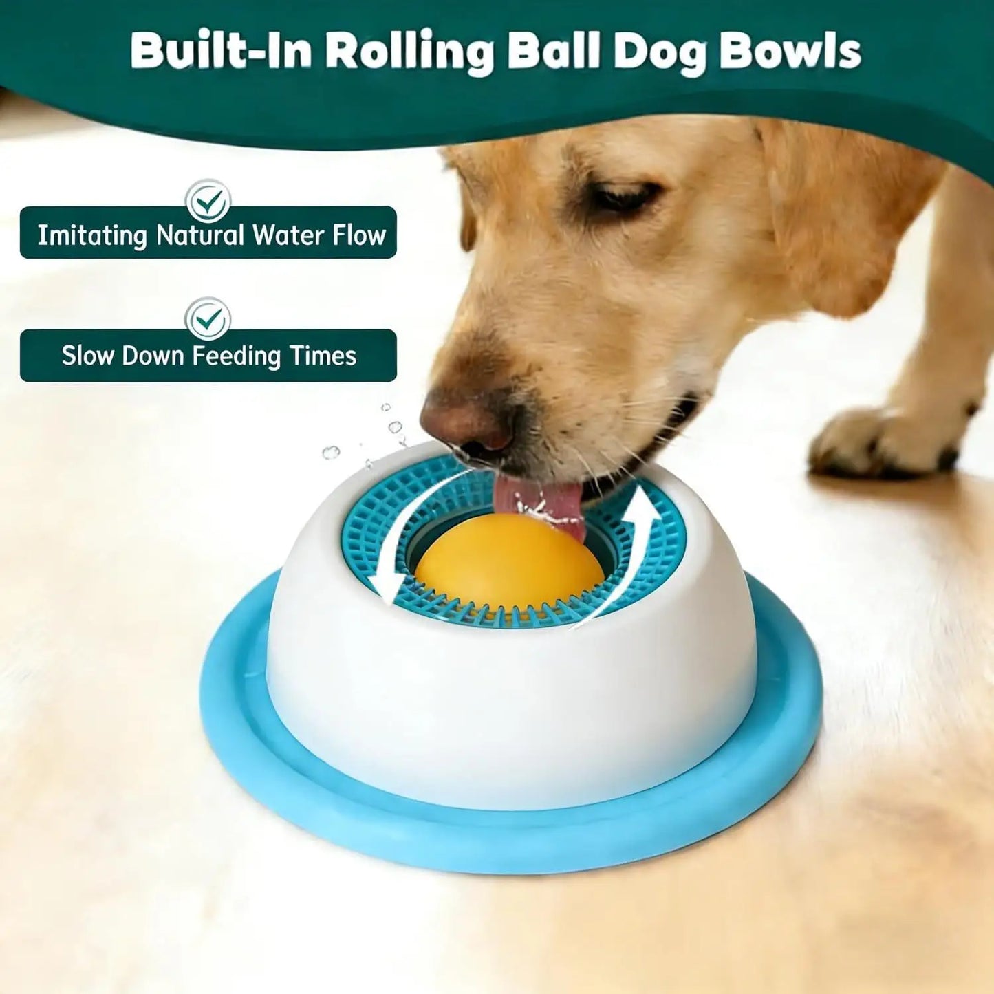 Cuencos Líquidos Lentos para Perros, Antideslizantes, con Forma de Bola, para Sopa de Hueso, Cuenco para Lamer para un Comer Saludable, Antideslizante y Anti-Asfixia
