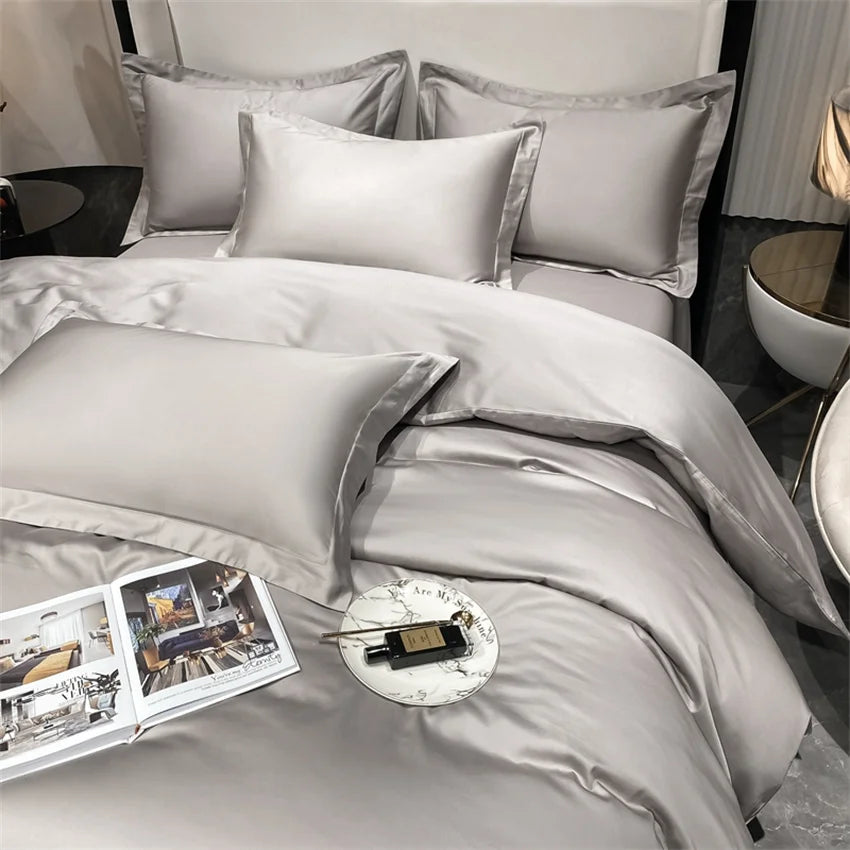 Juego de cama de lujo 100% algodón egipcio funda nórdica funda de almohada Ru Europa doble tamaño Queen King ropa de cama juegos de sábanas suaves