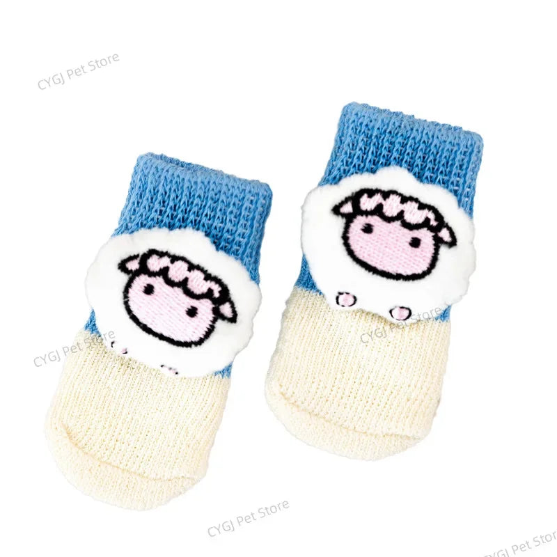 4Pcs/Set Pet Socks Anti Slip Dog Foot Cover Set Teddy Dog Shoes Set 4 Dogs Socks Puppy Socks Dogs Shoes for Small Dogs