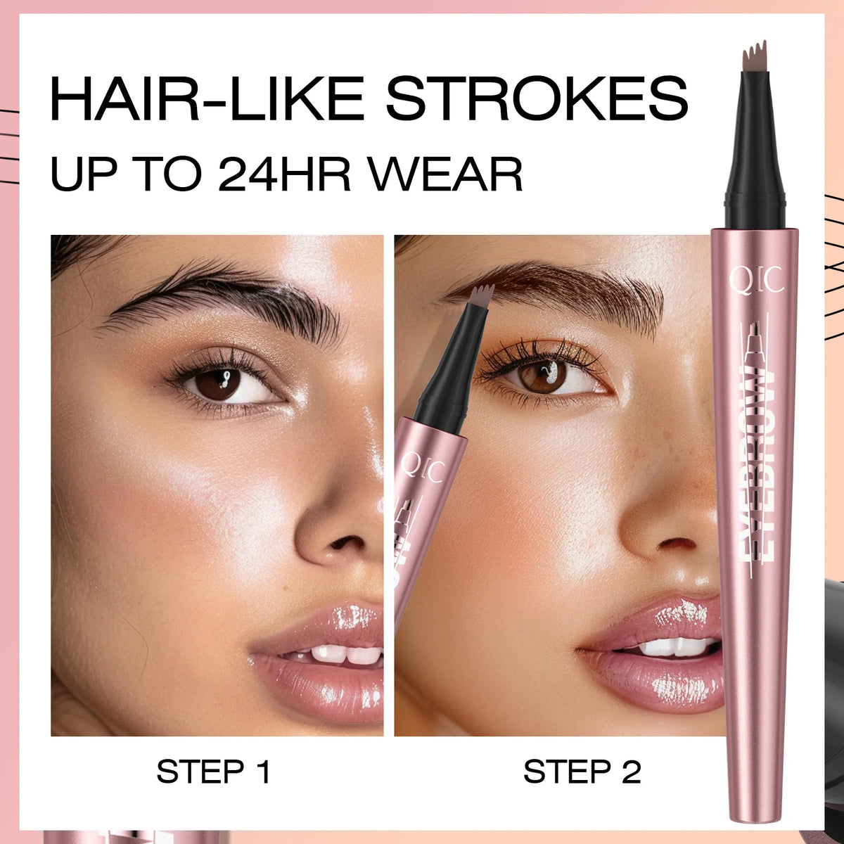 Lápiz de cejas con punta de 4 horquillas, Microblading 3D, resistente al agua, Color marrón oscuro, Color Natural, lápiz mágico para cejas de trazo fino, novedad de 2024