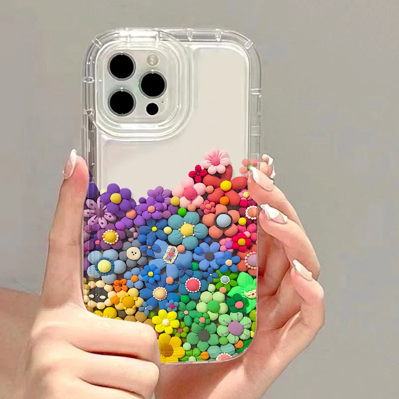 Fundas de teléfono transparentes para iPhone 13, Funda para iPhone 17 Air 16e 15 16 12 11 14 13 Pro Max, Funda de silicona suave con corazón de amor a prueba de golpes