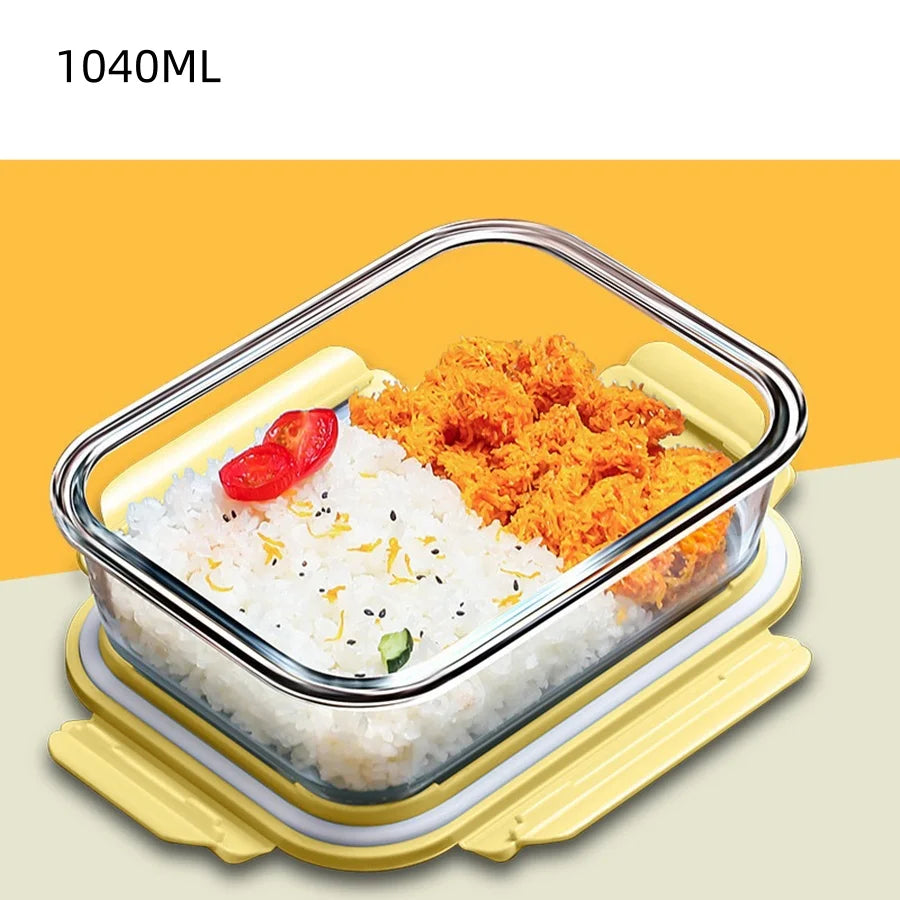 Fiambrera de vidrio, contenedores de almacenamiento de alimentos con tapas, contenedores de preparación de comidas, caja de mantenimiento fresco de vidrio, fiambreras herméticas, cajas Bento