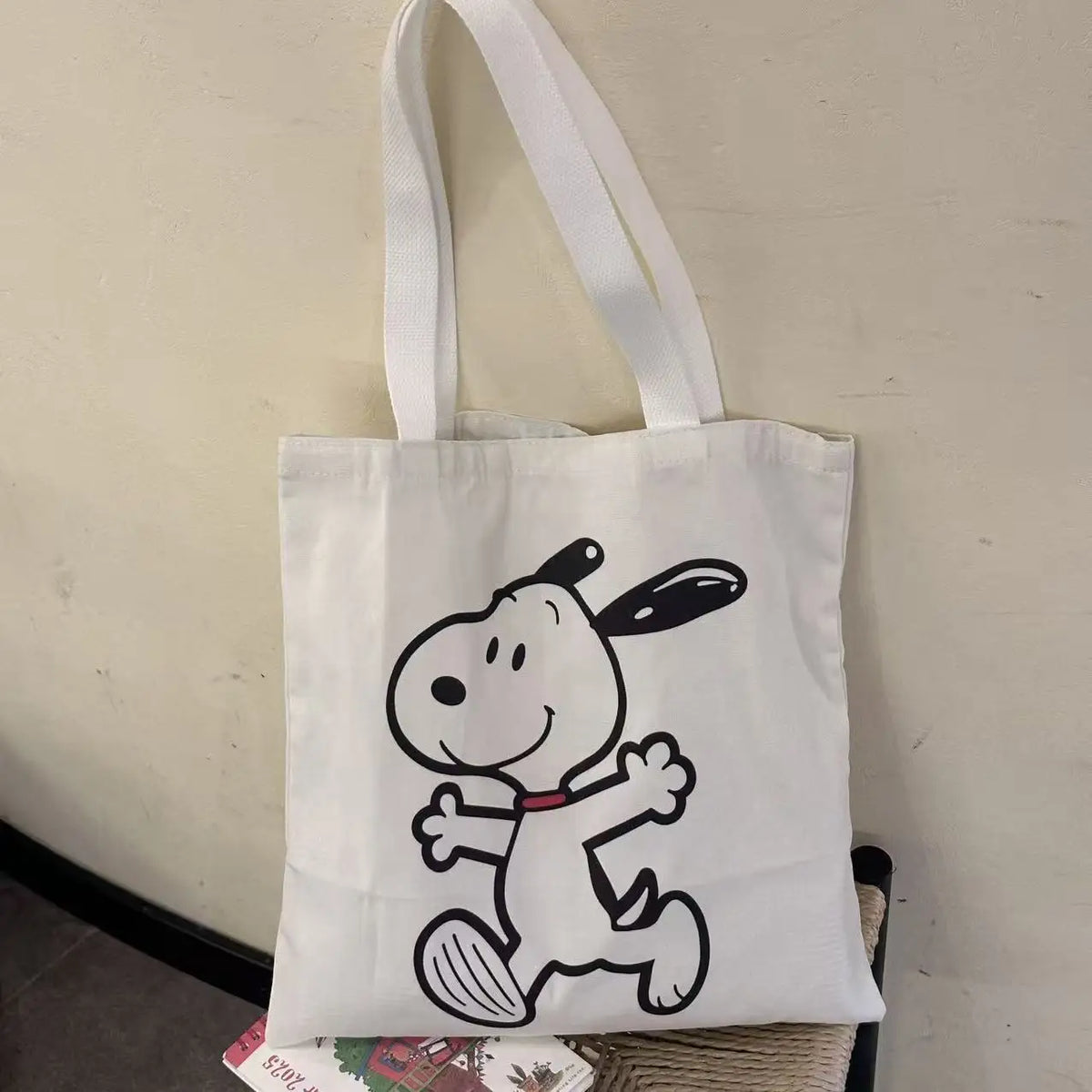 Bolso de Mano de Lona con Diseño de Snoopy, Estilo Kawaii, para Chicas, de Gran Capacidad, Simple, de Nailon