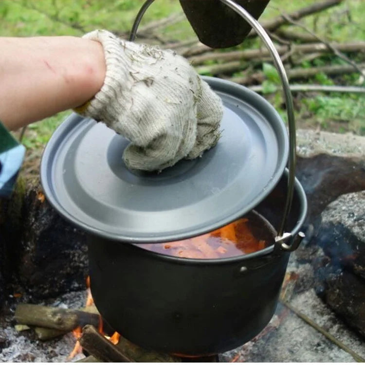 Juego de utensilios de cocina para acampar para 1 a 7 personas, olla y sartén ligeros y portátiles con bolsa de transporte, perfecto para acampar al aire libre