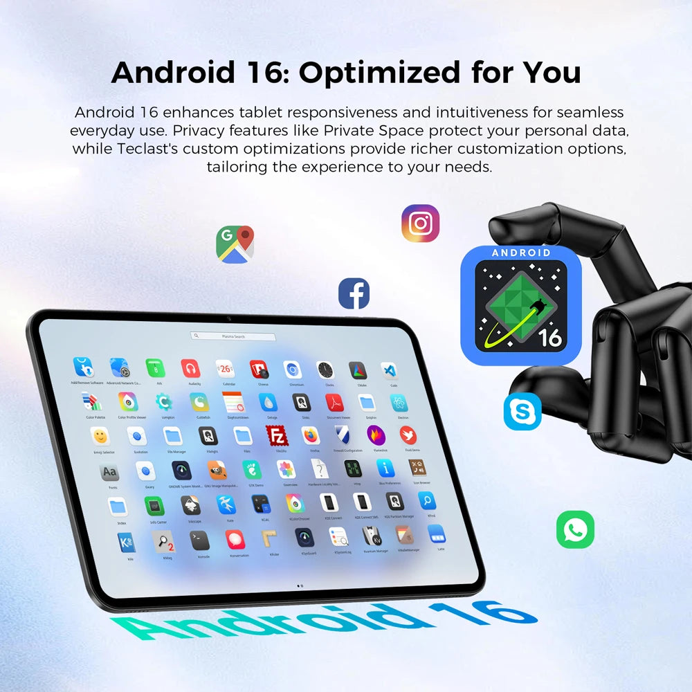 Tableta Teclast T65 de 13.4 Pulgadas con Pantalla 2K a 120Hz, Unisoc T7280 Octa Core, Máximo 26G de RAM, 128GB de ROM, Batería de 8000mAh, Android 16, Doble SIM