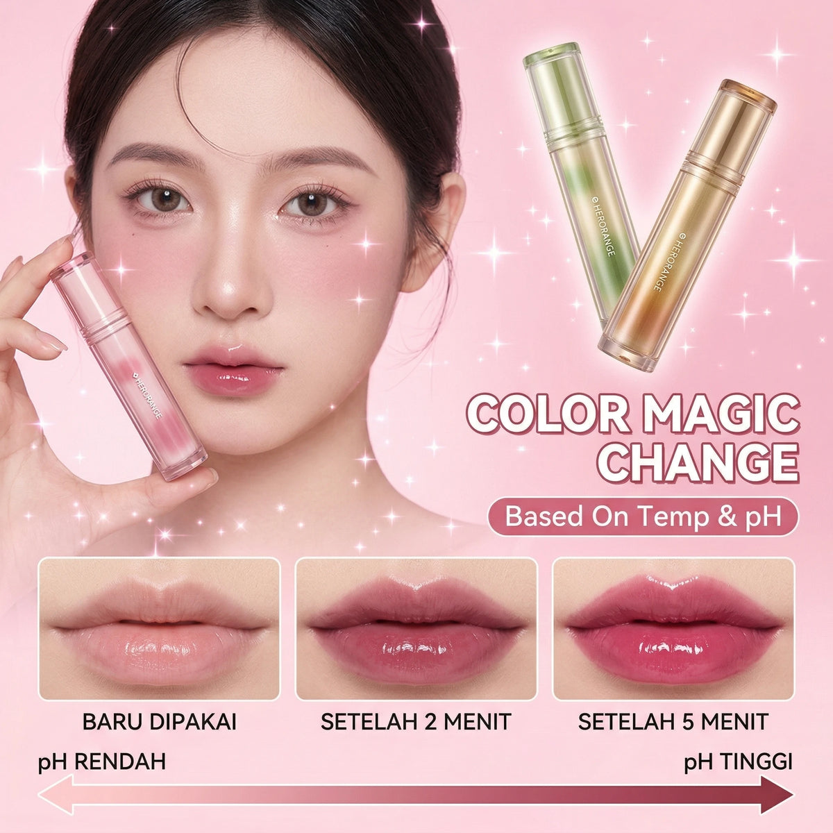 Brillo Labial Herorange Iced Tea, Hidratante, No Reseca, Aumenta el Volumen de los Labios, Estilo Coreano para Maquillaje Diario Natural