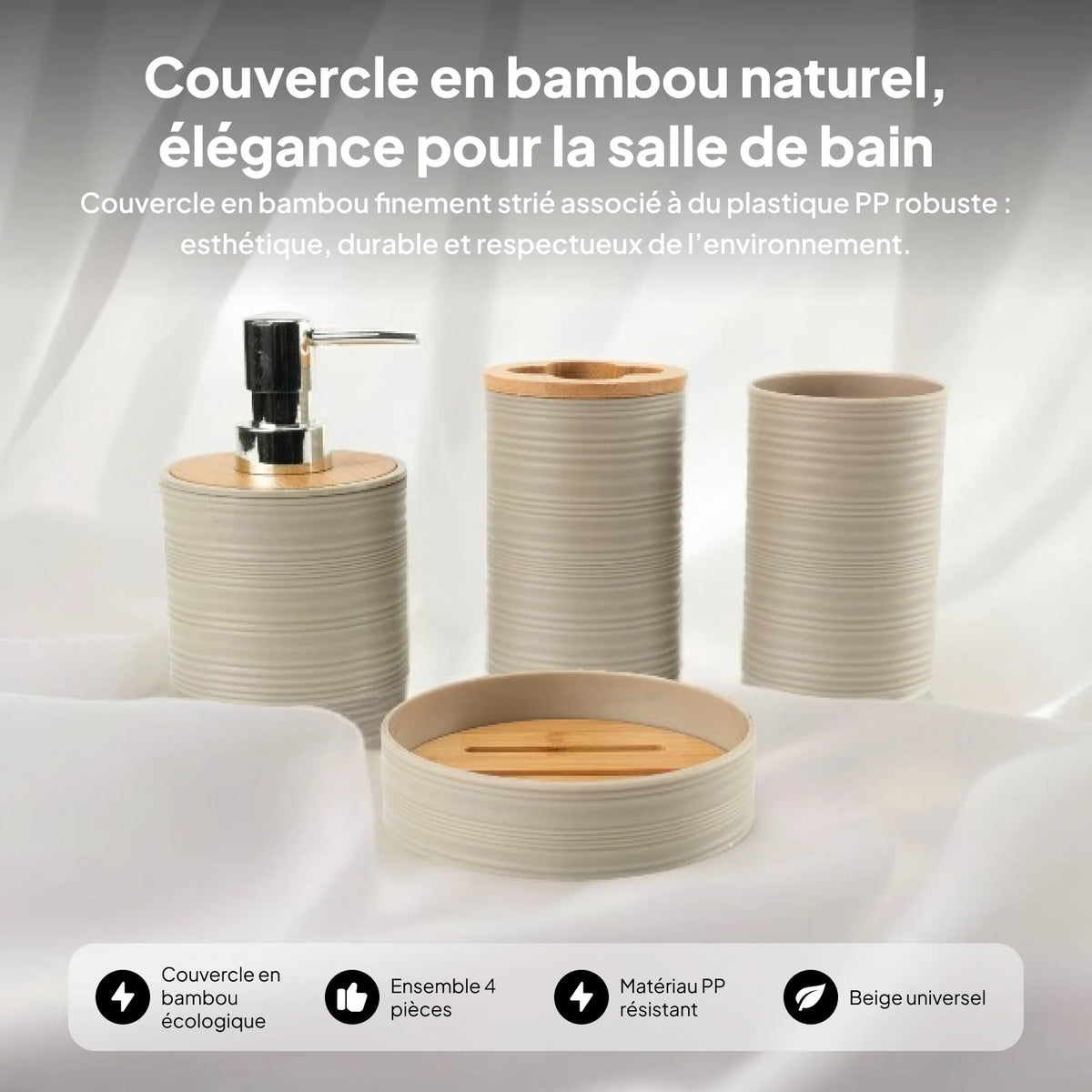 Juego Completo de Accesorios de Baño, Kit de Artículos de Aseo de Plástico Moderno, Jabonera, Portacepillos de Dientes, para Decoración del Hogar y Hoteles