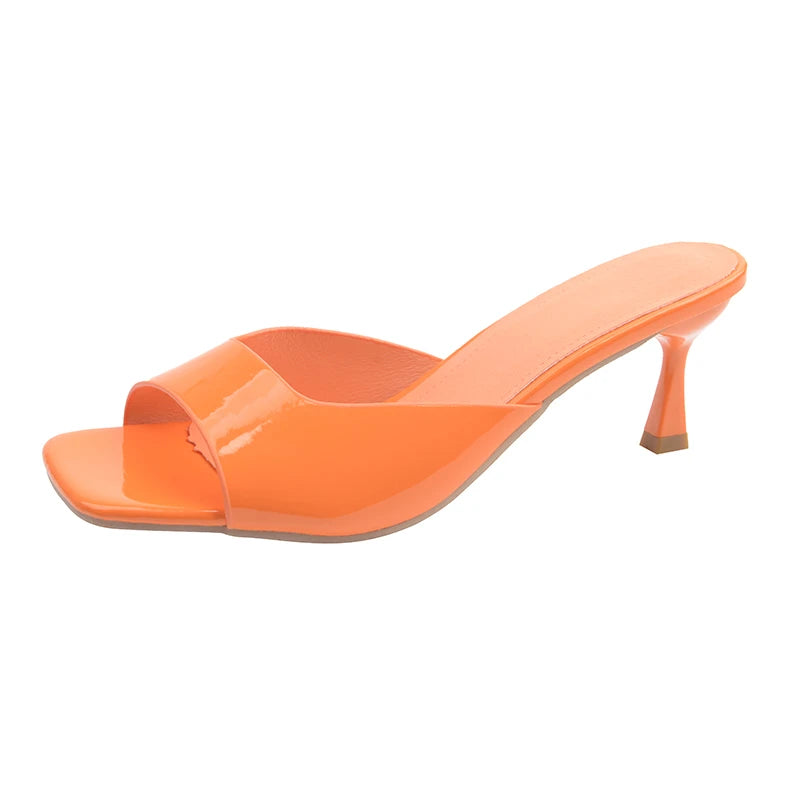 Sandalias de tacón alto para mujer, novedad de verano, moda con punta cuadrada y punta abierta, Sandalias de tacón alto negras cómodas e informales elegantes