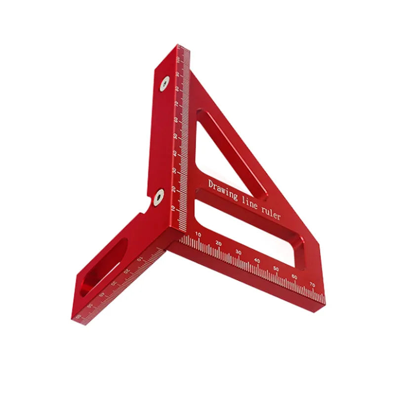Transportador cuadrado de carpintero, regla triangular de inglete de aluminio, multiángulo 3D, regla de medición de diseño de 45/90 grados