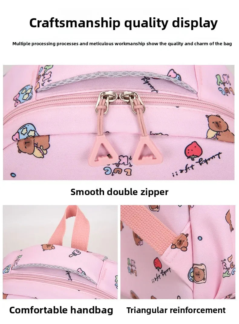 Mochila colorida Capybara 3 unids/set para mujer, mochilas escolares informales con bolsa de almuerzo, mochila para chica, niño, estudiante y adolescente