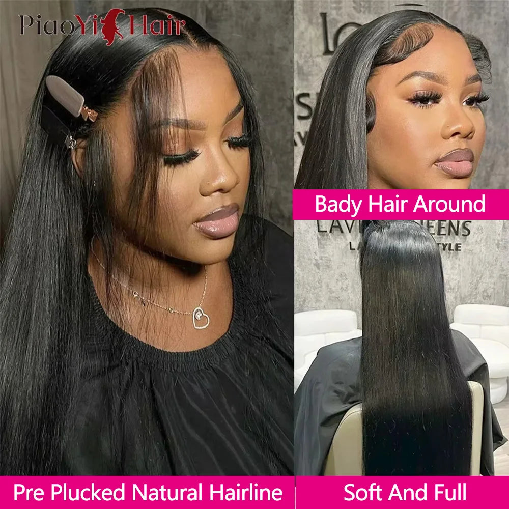 Peluca de cabello humano con encaje Frontal HD 13X6 de 30 pulgadas, peluca Frontal de encaje transparente HD recta, cabello humano brasileño de 210% de densidad