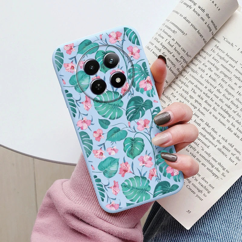 Funda para Realme 12 4G 12 + 13 + Plus 13 Pro + Plus 5G bonita funda trasera con forma de corazón y flor de silicona suave mate Fundas protectoras de dibujos animados