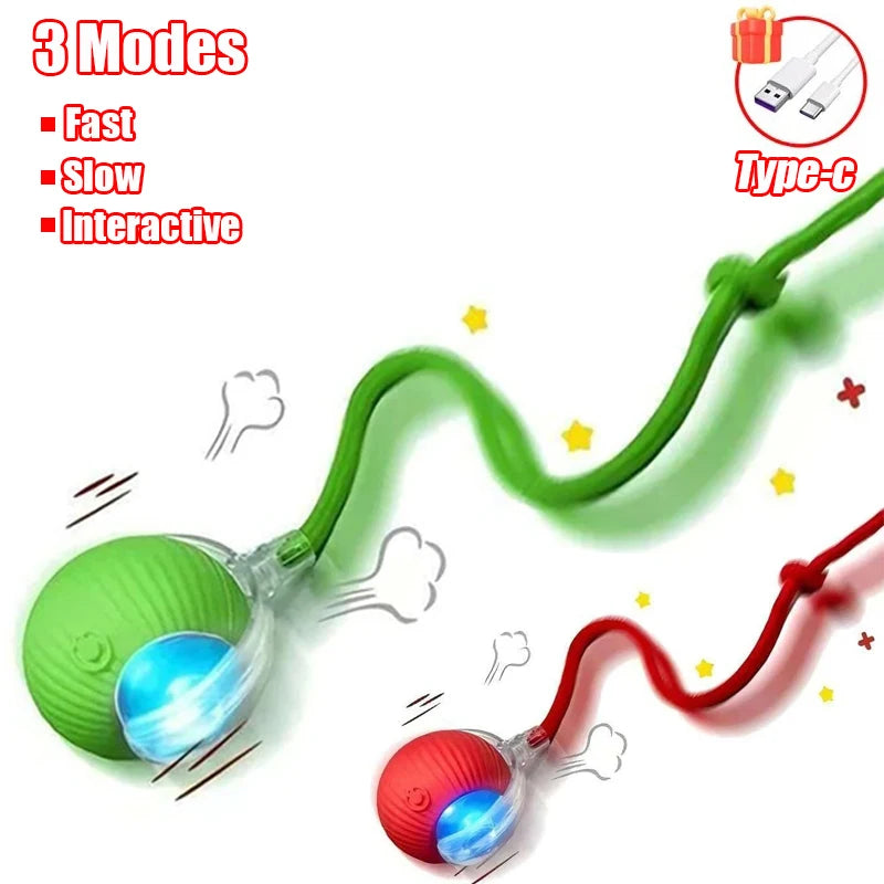 Nuevo Juguete Interactivo para Gatos, Pelota Rodante Automática con Cola Artificial, Recargable, Juguete Eléctrico Inteligente para Mascotas, Perros y Gatos, Imita Ratones