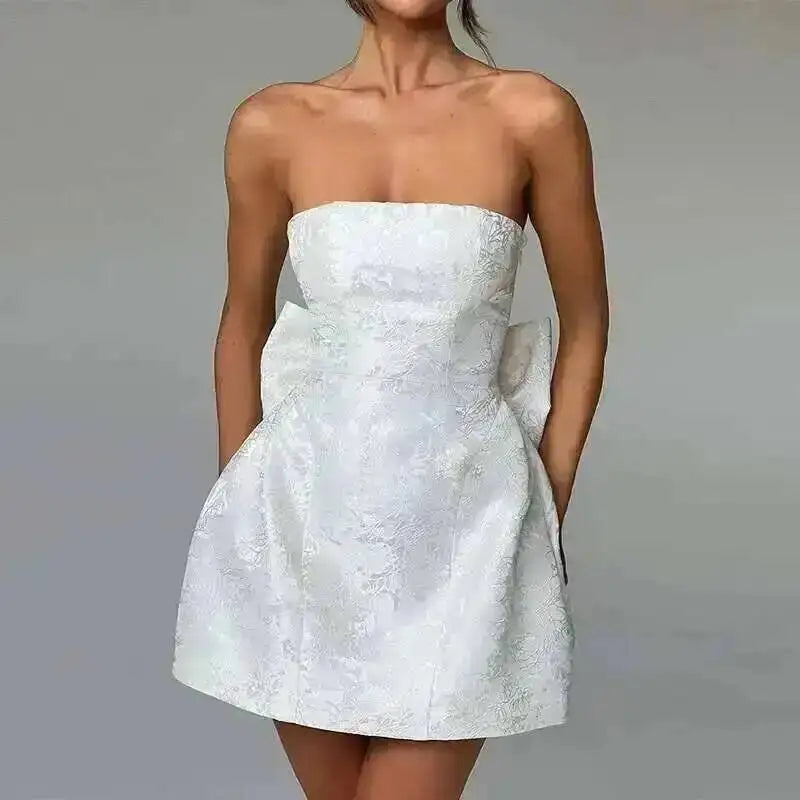 Townlike-Vestido corto de Jacquard con espalda descubierta para mujer, minivestido elegante con lazo y corte en A, Sexy, para fiesta, primavera y verano, 2024