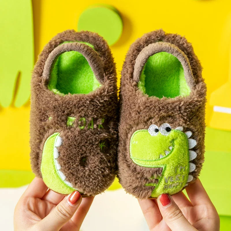 Zapatillas de algodón para bebé de 1 a 3 años, 2 hombres, Otoño/Invierno, antideslizantes para interiores, zapatos de algodón de felpa para niños, bolso con tacón para el hogar