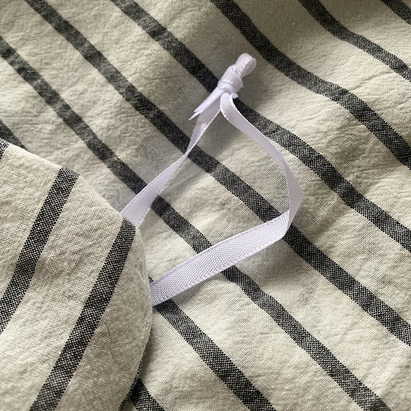 Juego de cama 100% de algodón a rayas, funda nórdica con funda de almohada, funda de edredón, tamaño King