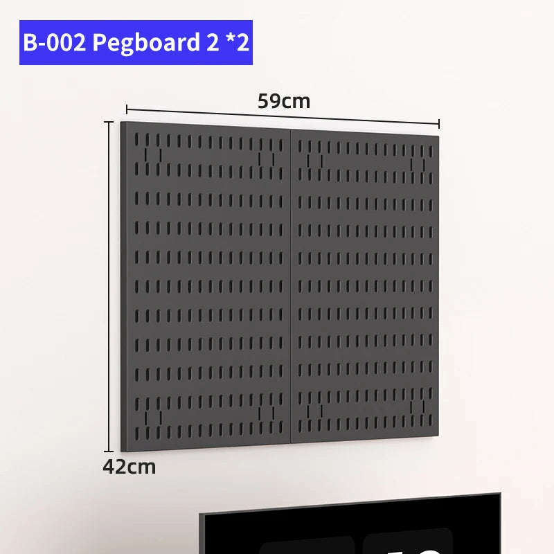 Kit organizador de pared combinado con tablero perforado DIY: paneles colgantes modulares, instalación sin perforaciones, ideal para exhibición de pared de habitaciones artesanales