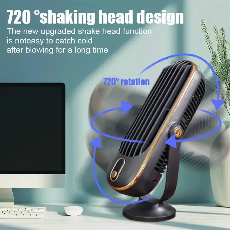Ventilador USB Portátil |   5 Velocidades, 720 °   Ventilador Giratorio, Brisa Fresca y Silenciosa, Circulación de Aire, Uso Interior/Exterior, Ideal para el Hogar, la Oficina, Viajes