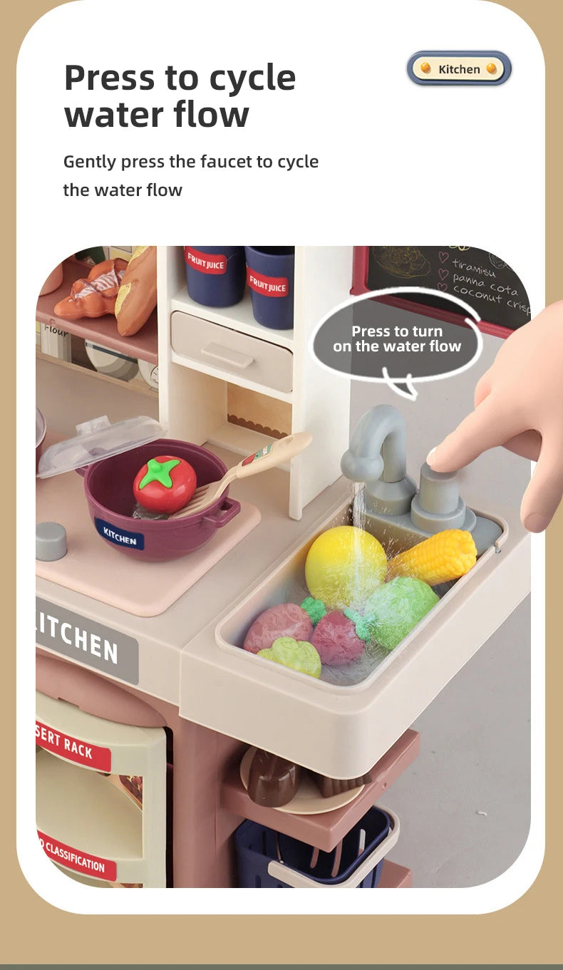 Juego de Cocina para Niños, Juguete de Simulación de Cocina con Vapor y Luces para Juego de Imitación