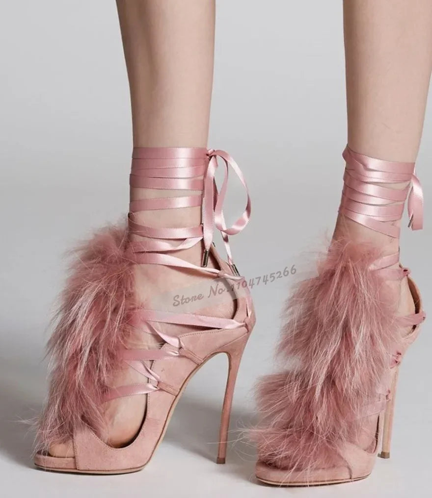 Cielo Azul Satén Tacón Alto Mules Rosa Borgoña Punta Puntiaguda Zapatillas Modernas Slip-On Vestido Elegante Sandalias Zapatos de Banquete Poco Profundos