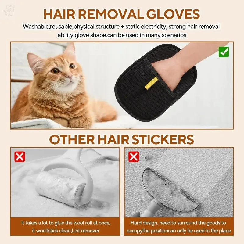 Removedor de Pelo de Mascotas, Guantes Lavables Portátiles para Quitar Pelo de Ropa, Productos de Limpieza para Mascotas, Accesorios para Mascotas