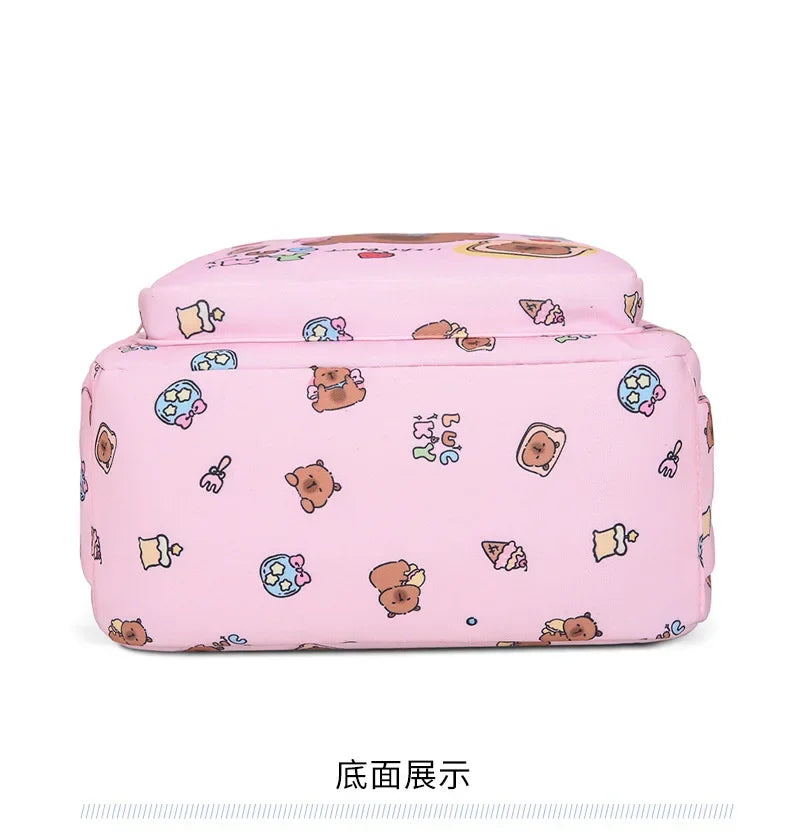 Mochila colorida Capybara 3 unids/set para mujer, mochilas escolares informales con bolsa de almuerzo, mochila para chica, niño, estudiante y adolescente