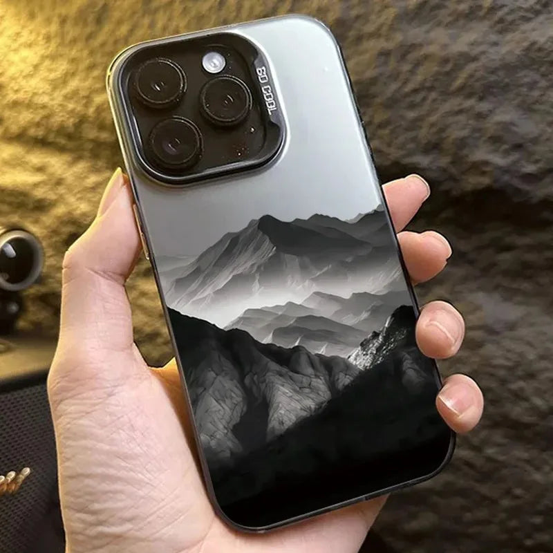 Funda de teléfono para iPhone 16E, fundas para iPhone 16 15 14 13 11 12 Pro Max 16 15 14 Plus, nueva funda colorida para teléfono con estampado de vista de montaña