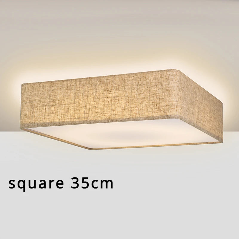 Lámpara de techo LED nórdica para sala de estar, candelabro de lino para dormitorio, cocina, pasillo moderno Simple, decoración de Loft, lámpara redonda