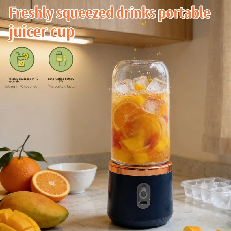 Licuadora Eléctrica Portátil de 6 Cuchillas, Máquina para Hacer Jugos y Smoothies, Trituradora de Hielo, Procesador de Alimentos Personal para Bebidas Frescas