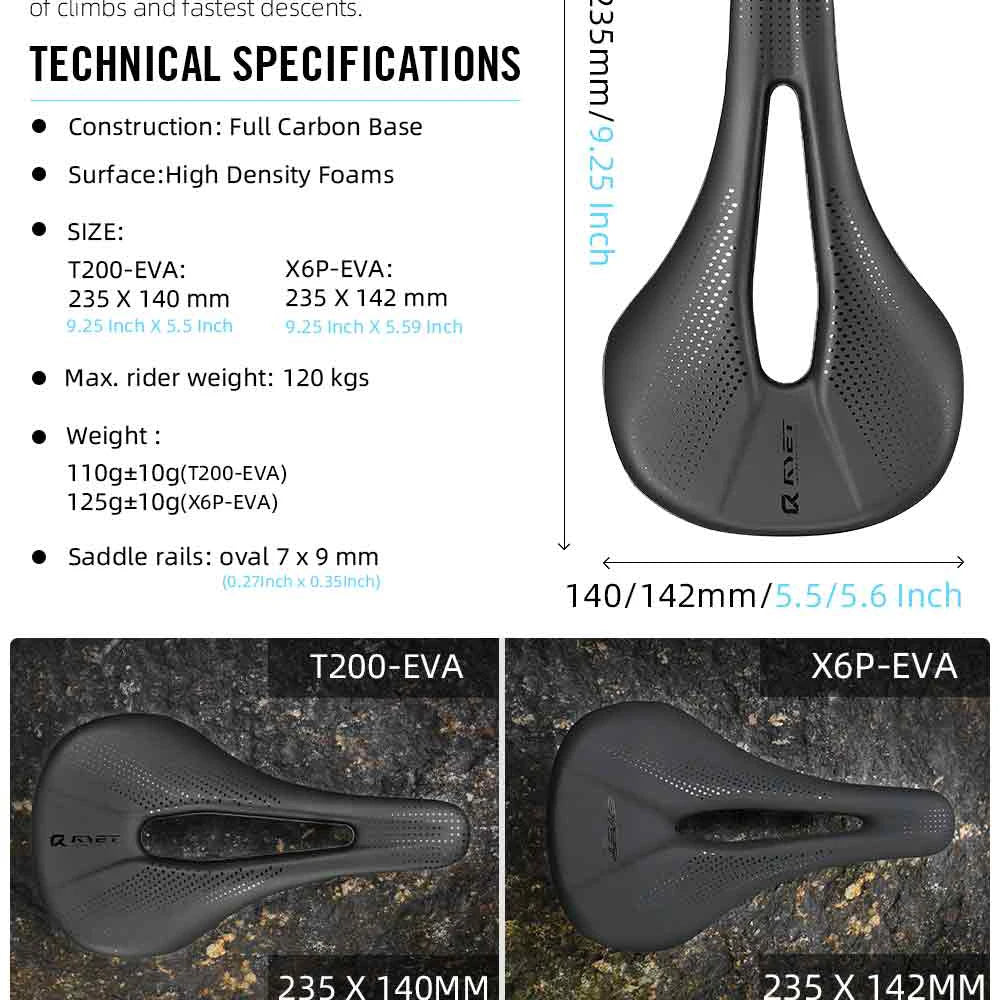 RYET-sillín de carbono para bicicleta con estampado 3D, 140mm, 142mm, superligero, para carreras de montaña, EVA, cojín para asiento de bicicleta, pieza de asiento para ciclismo
