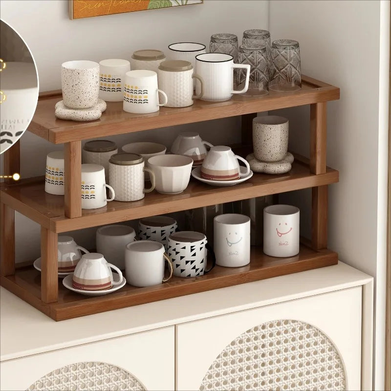 Estante de almacenamiento de escritorio de doble capa, organizador de encimera, portavasos Simple para organización de mesa de comedor y cocina
