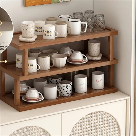 Estante de almacenamiento de escritorio de doble capa, organizador de encimera, portavasos Simple para organización de mesa de comedor y cocina