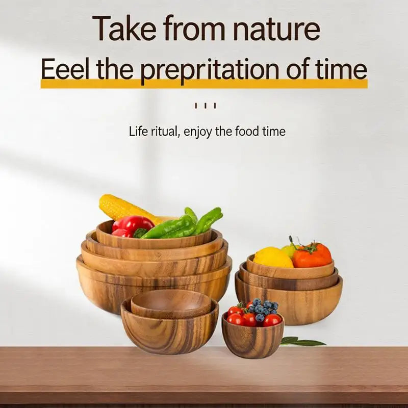 Tazón para ensalada de madera, práctico y duradero, soporte de almacenamiento para cocina, cubiertos, diseño natural simple, contenedor de alimentos