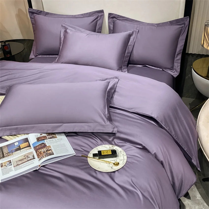 Juego de cama de lujo 100% algodón egipcio funda nórdica funda de almohada Ru Europa doble tamaño Queen King ropa de cama juegos de sábanas suaves