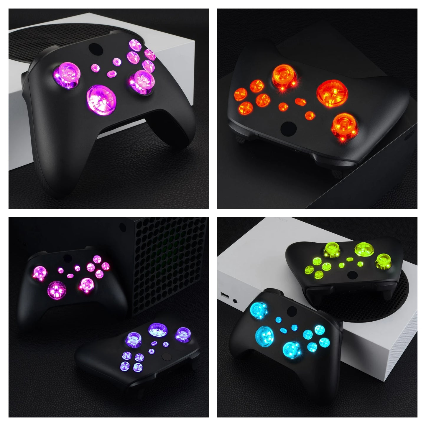 eXtremeRate Kit LED DTF V2 luminoso multicolor para controlador Xbox Series X/S modelo 1914, botones de palanca de mando D-pad
