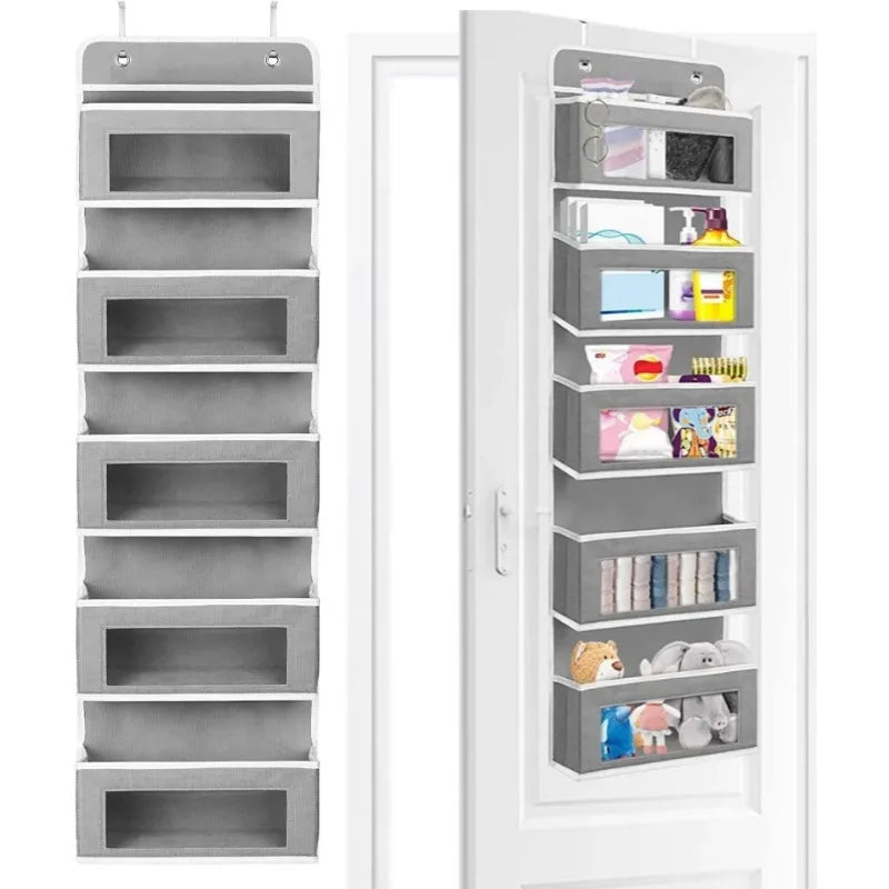 Organizador de almacenamiento colgante de 5 estantes: detrás de la puerta, antiinclinación, 5 bolsillos de gran capacidad, adecuado para dormitorio, baño