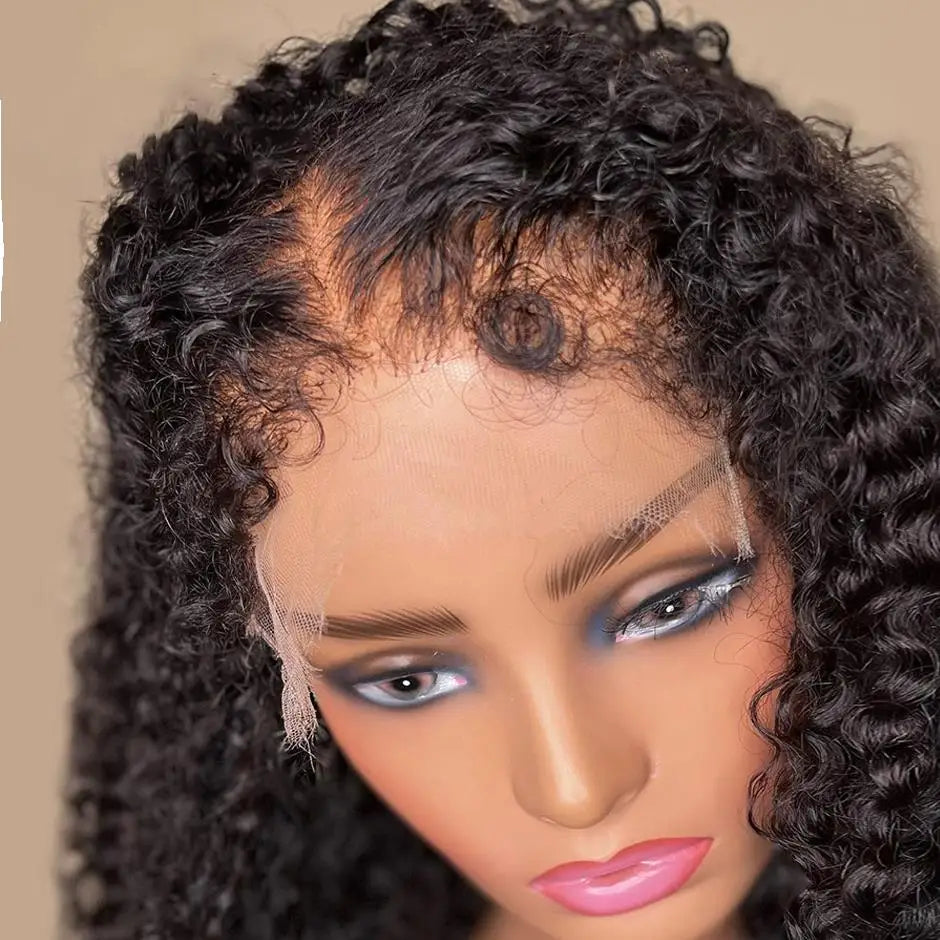Peluca rizada rizada con bordes 4C, pelucas de encaje de pelo de bebé rizado, cabello humano 13x6 HD, peluca Frontal de encaje 4C Afro rizado, pelucas de cabello humano con frente de encaje