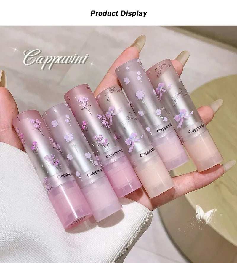 Brillo Labial Sólido Efecto Espejo, Tubo Redondo, Hidratante y Duradero, Tinte Natural Nude Melocotón, Maquillaje Labial en Gel